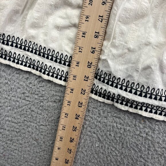 Loft Blouse Boho Hippie White Black Embroidered Flutter Sleeve Peplum Linen XS - Picture 5 of 9